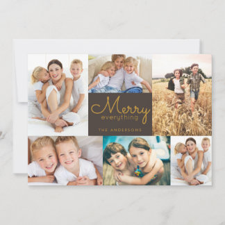 Cartes Pour Fêtes Annuelles Modern Merry Everything Holiday Photo Collage