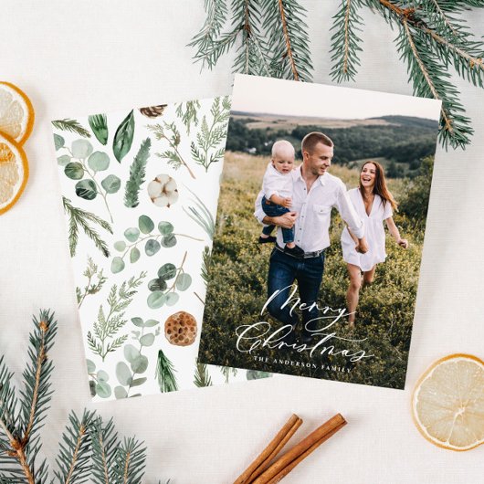 Cartes Pour Fêtes Annuelles Modern minimal 1 photo Christmas elegant script