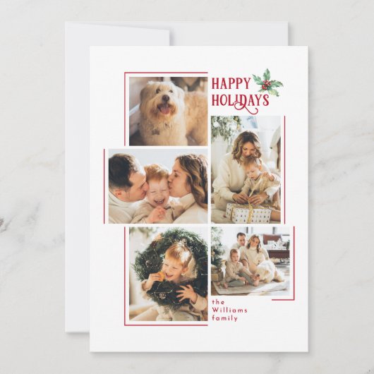 Cartes Pour Fêtes Annuelles Modern Minimal 5 Photo Collage Noël (Devant)