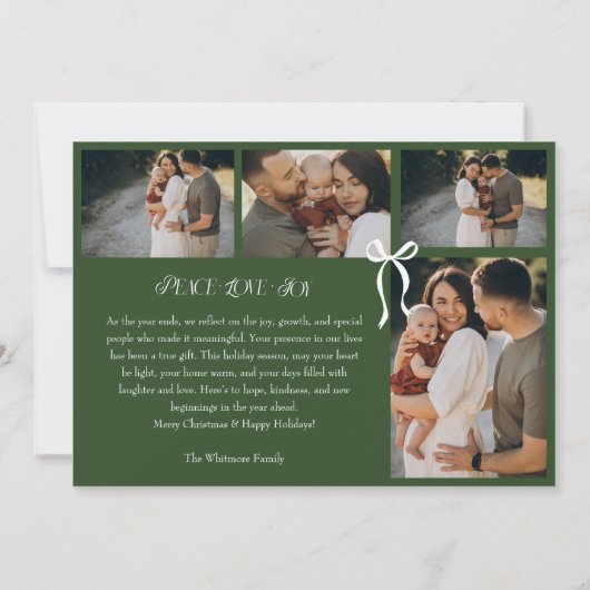 Cartes Pour Fêtes Annuelles Modern Minimal Bow Merry Moments Photo Collage (Dos)