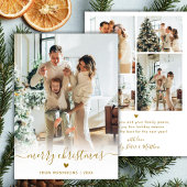 Cartes Pour Fêtes Annuelles Modern Minimal Gold Script 5 Photo Merry Christmas