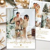 Cartes Pour Fêtes Annuelles Modern Minimal Gold Script 5 Photo Merry Christmas
