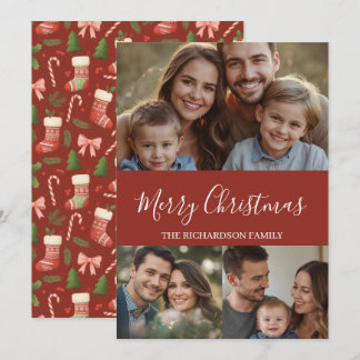 Cartes Pour Fêtes Annuelles Modern Minimal Multi-Photo Christmas