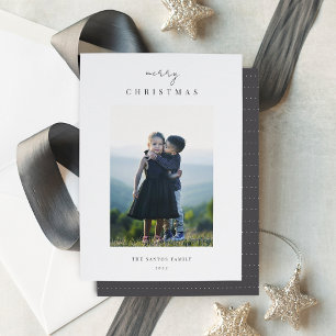 Cartes Pour Fêtes Annuelles Modern Minimalist Vertical Christmas Photo