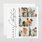 Cartes Pour Fêtes Annuelles Modern Multi Photo Merry Christmas Script (Devant / Derrière)