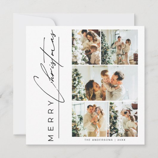 Cartes Pour Fêtes Annuelles Modern Multi Photo Merry Christmas Script (Devant)