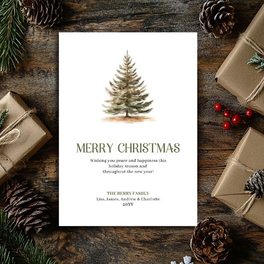Cartes Pour Fêtes Annuelles Modern Neutral Christmas Tree Elegant Typography