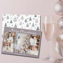 Modern Pale Mauve Merry Christmas Photo Collage
