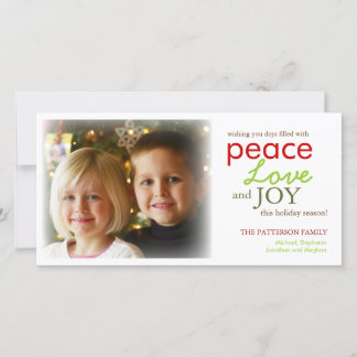 Cartes Pour Fêtes Annuelles Modern Peace Love Joy Photo Holiday Salutation