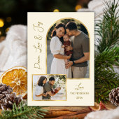 Cartes Pour Fêtes Annuelles Modern Peace Love Joy Script Gold Arch 3 Photo 