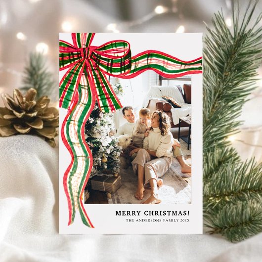 Cartes Pour Fêtes Annuelles Modern Plaid 4 Photo Christmas