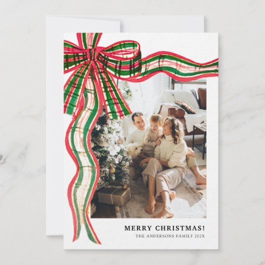 Cartes Pour Fêtes Annuelles Modern Plaid 4 Photo Christmas (Devant)