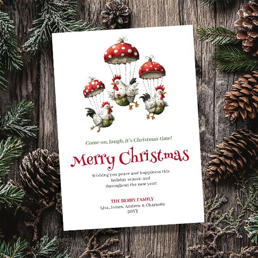 Cartes Pour Fêtes Annuelles Modern Playful Chickens Holiday Greeting Card