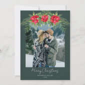 Cartes Pour Fêtes Annuelles Modern Poinsettia Greenery Photo (Devant)