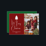 Cartes Pour Fêtes Annuelles Modern Red Block Signature Merry Christmas Photo<br><div class="desc">Celebrate the season with this bold and modern Christmas design featuring a vibrant red color block and elegant signature typography. The clean minimalist layout perfectly frames your family photo,  creating a sophisticated and joyful greeting for all your loved ones.</div>