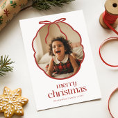 Cartes Pour Fêtes Annuelles Modern Red Bow Family Kids Photo Christmas