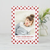 Cartes Pour Fêtes Annuelles Modern Red Hearts Pattern One Photo Valentines Day (Debout devant)