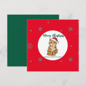 Cartes Pour Fêtes Annuelles modern red merry cat snowflake christmas kitten Ca (Devant / Derrière)