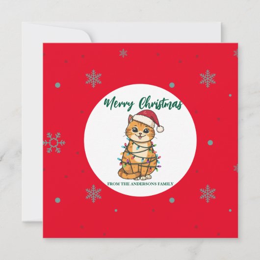 Cartes Pour Fêtes Annuelles modern red merry cat snowflake christmas kitten Ca (Devant)
