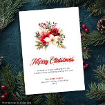 Cartes Pour Fêtes Annuelles Modern Red Poinsettia Botanical Greeting Card<br><div class="desc">✅ For matching items search #12S in my collections ✅ Send heartfelt holiday wishes with this Red Poinsettia Christmas Greeting Card Collection, blending classic elegance with modern festive charm. Featuring watercolor Christmas flowers, botanical poinsettia bouquets, and vintage red and white floral designs, each card captures the beauty and warmth of...</div>