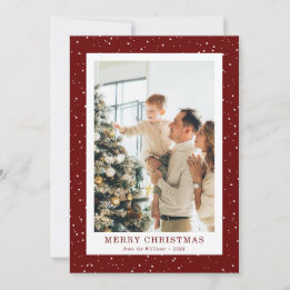 Cartes Pour Fêtes Annuelles Modern Red Snow Photo Christmas Card