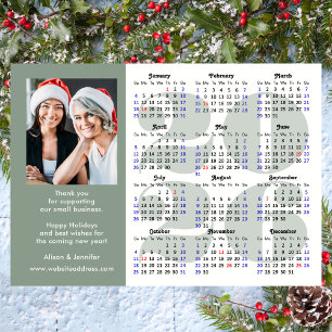 Cartes Pour Fêtes Annuelles Modern Sage Green 2025 Calendrier photo d'entrepri