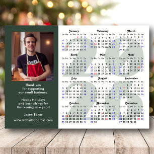 Cartes Pour Fêtes Annuelles Modern Sage Green 2026 Calendrier photo d'entrepri