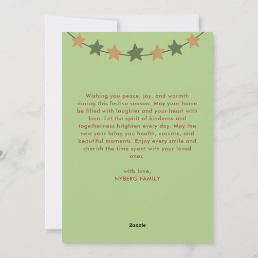 Cartes Pour Fêtes Annuelles Modern Scandi Festive Christmas Greetings Green (Dos)