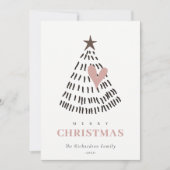 Cartes Pour Fêtes Annuelles Modern Scandi Minimal Blush Heart Christmas Tree (Devant)
