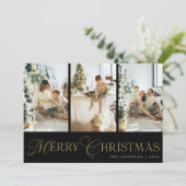Cartes Pour Fêtes Annuelles Modern Script 3 Photo Collage Merry Christmas (Debout devant)