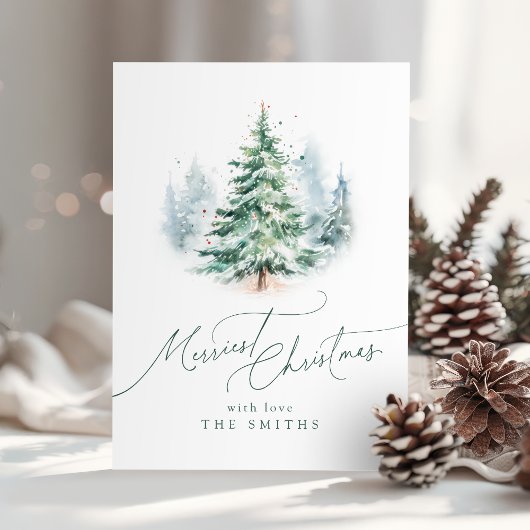 Cartes Pour Fêtes Annuelles Modern Script Merriest Christmas Tree