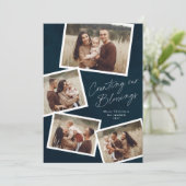 Cartes Pour Fêtes Annuelles Modern Script Photo Collage Noël religieux (Debout devant)