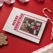 Cartes Pour Fêtes Annuelles Modern Simple 1 Photo + Devis Red Frame Noël