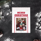 Cartes Pour Fêtes Annuelles Modern Simple 1 Photo + Devis Red Frame Noël