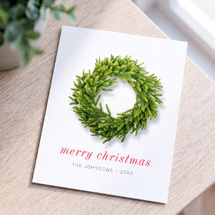 Cartes Pour Fêtes Annuelles Modern Simple Elegant Chic Christmas Wreath