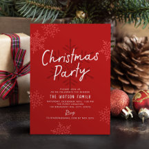 Modern Simple Script Snowflakes Christmas Party