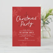 Cartes Pour Fêtes Annuelles Modern Simple Script Snowflakes Christmas Party (Debout devant)