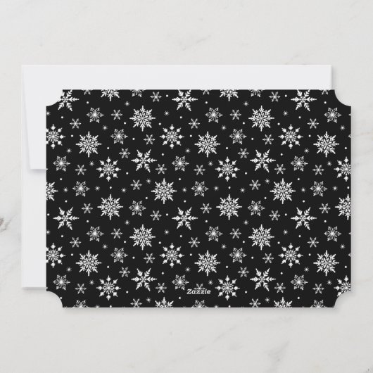 Cartes Pour Fêtes Annuelles Modern Snowflake Black White Gold Reindeer (Dos)