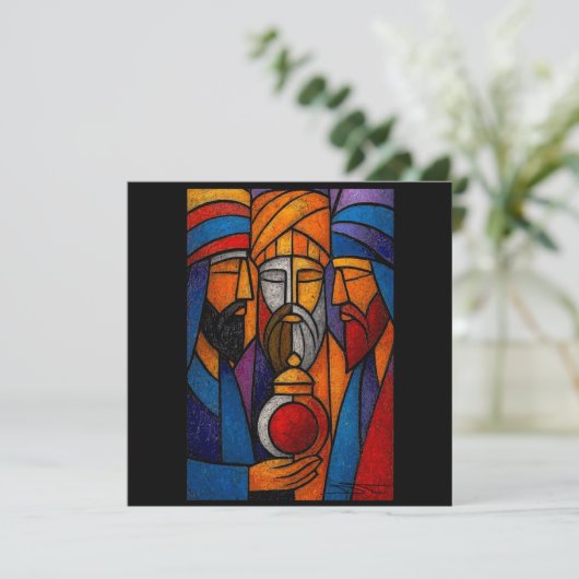 Cartes Pour Fêtes Annuelles Modern Stained Glass Three Wise Men (Debout devant)