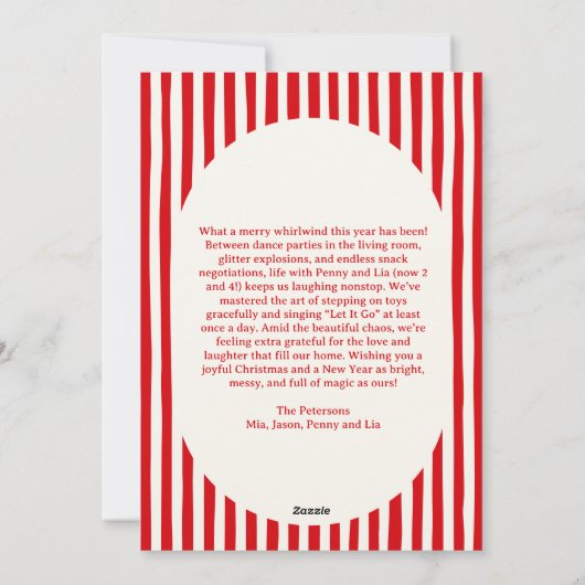 Cartes Pour Fêtes Annuelles Modern Stripes Bright Red Minimalist Happy (Dos)