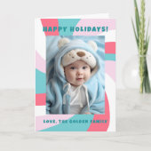 Cartes Pour Fêtes Annuelles Modern Swirl HAPPY HOLIDAYS CUSTOM PHOTO (Devant)