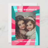 Cartes Pour Fêtes Annuelles Modern Swirl HAPPY HOLIDAYS CUSTOM PHOTO (Devant)