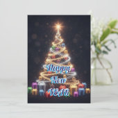 Cartes Pour Fêtes Annuelles Modern Tree New Year Holiday Card (Debout devant)