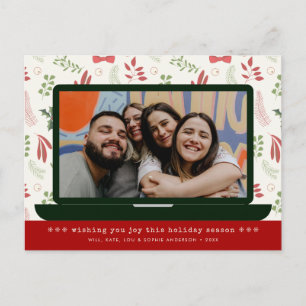 Cartes Pour Fêtes Annuelles Modern Virtual Video Chat Meeting Christmas Photo