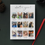 Cartes Pour Fêtes Annuelles Modern What a Year 12 Photo Review<br><div class="desc">Quelle année ! Une carte de vacances moderne minimaliste avec 12 photos de famille pour revoir en détail votre dernière année.</div>