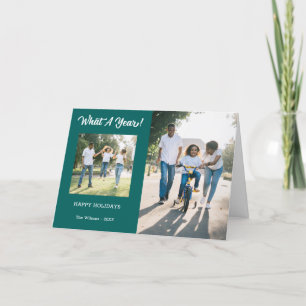 Cartes Pour Fêtes Annuelles Modern What A Year 3 Photo Turquoise