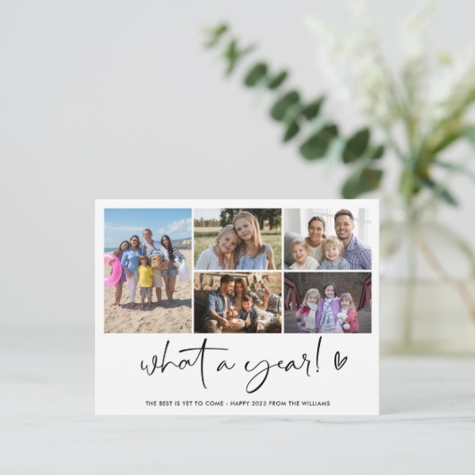 Cartes Pour Fêtes Annuelles Modern What A Year Photo Collage (Debout devant)