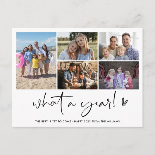 Cartes Pour Fêtes Annuelles Modern What A Year Photo Collage (Devant)