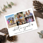 Cartes Pour Fêtes Annuelles Modern What A Year Photo Collage<br><div class="desc">What a year,  Year in Review Photo Collage La carte postale Holiday présente 5 photos de famille,  quel script de calligraphie d'une année,  un an et le nom de famille sur le devant. Personnalisez avec votre message / nouvelles de famille sur le dos.</div>