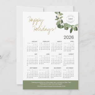Cartes Pour Fêtes Annuelles Modern Wreath Your Logo ici Calendrier 2026